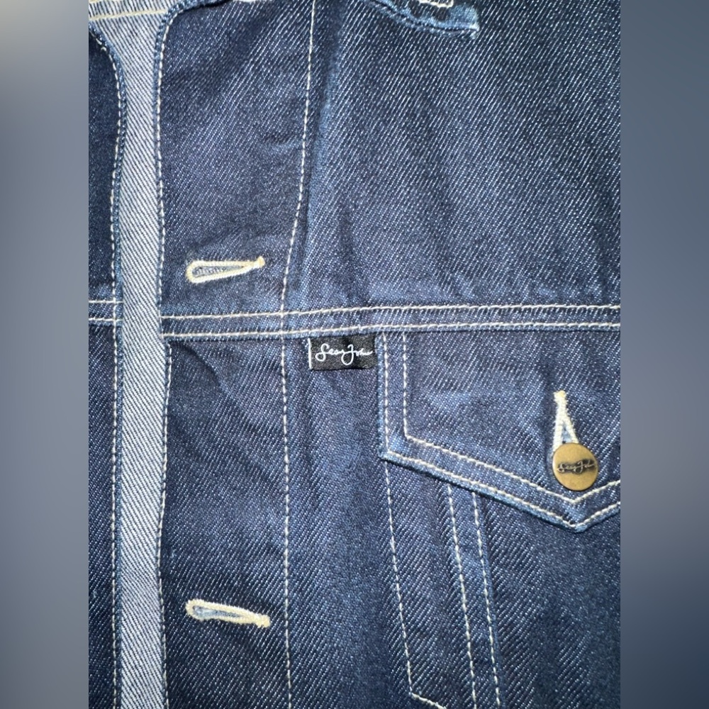 Sean John Y2K Dark Indigo Denim Jacket with Contrast Stitching - Picture 5 of 6